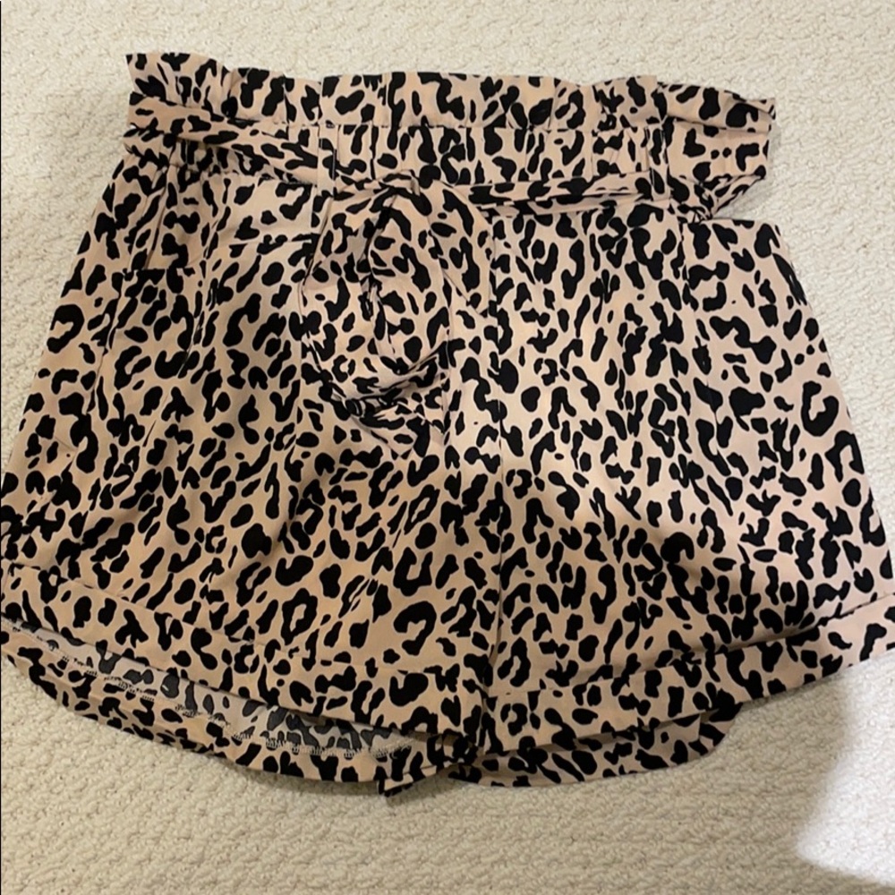 Aqua leopard print dressy shorts with tie